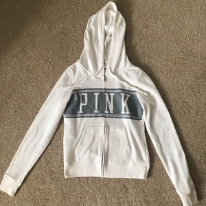 White & gray PINK zip up hoodie